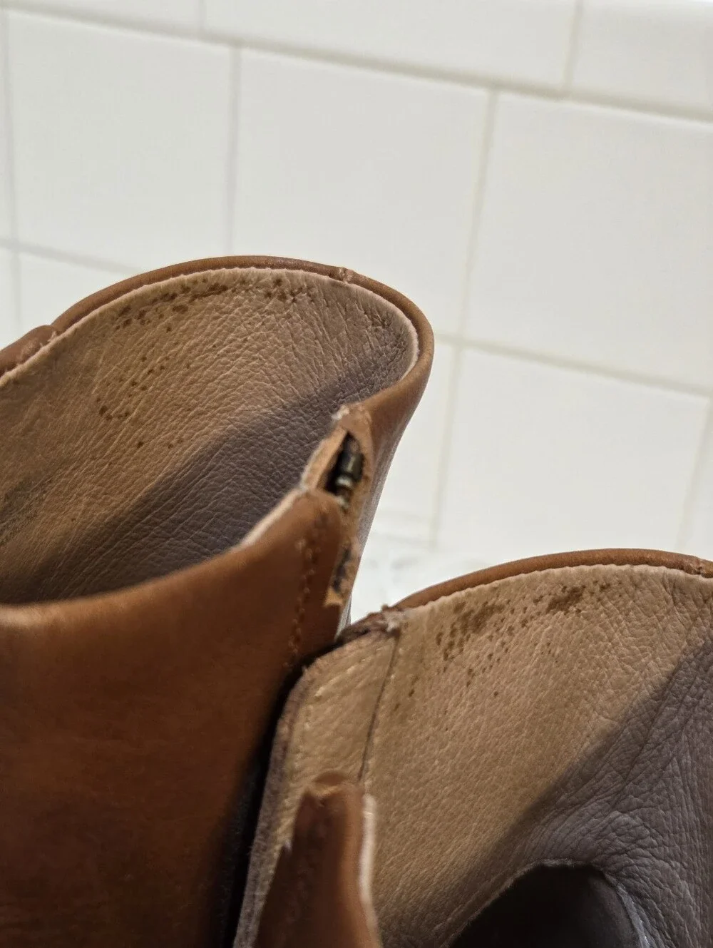 Madewell Cognac Brown Leather Ankle Booties with Side Zip
